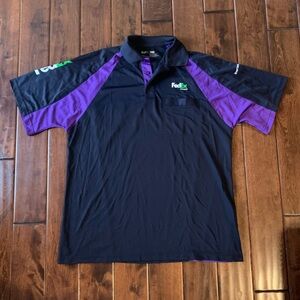 FedEx Ground Stan Herman Uniform Polo Shirt Size XL, Purple and Black